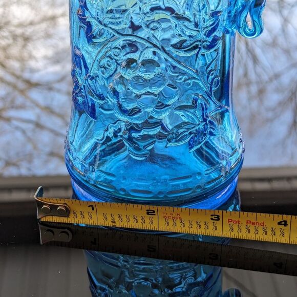 Vintage Ruffled Rim 6" Mini Pitcher/Creamer in Blue Grape Embossed Pattern - Picture 5 of 11